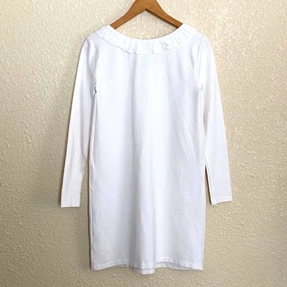 Rosie Pope Maternity Dress Womens XS White Ruffle Trim Long Sleeve Stretch - Picture 7 of 11